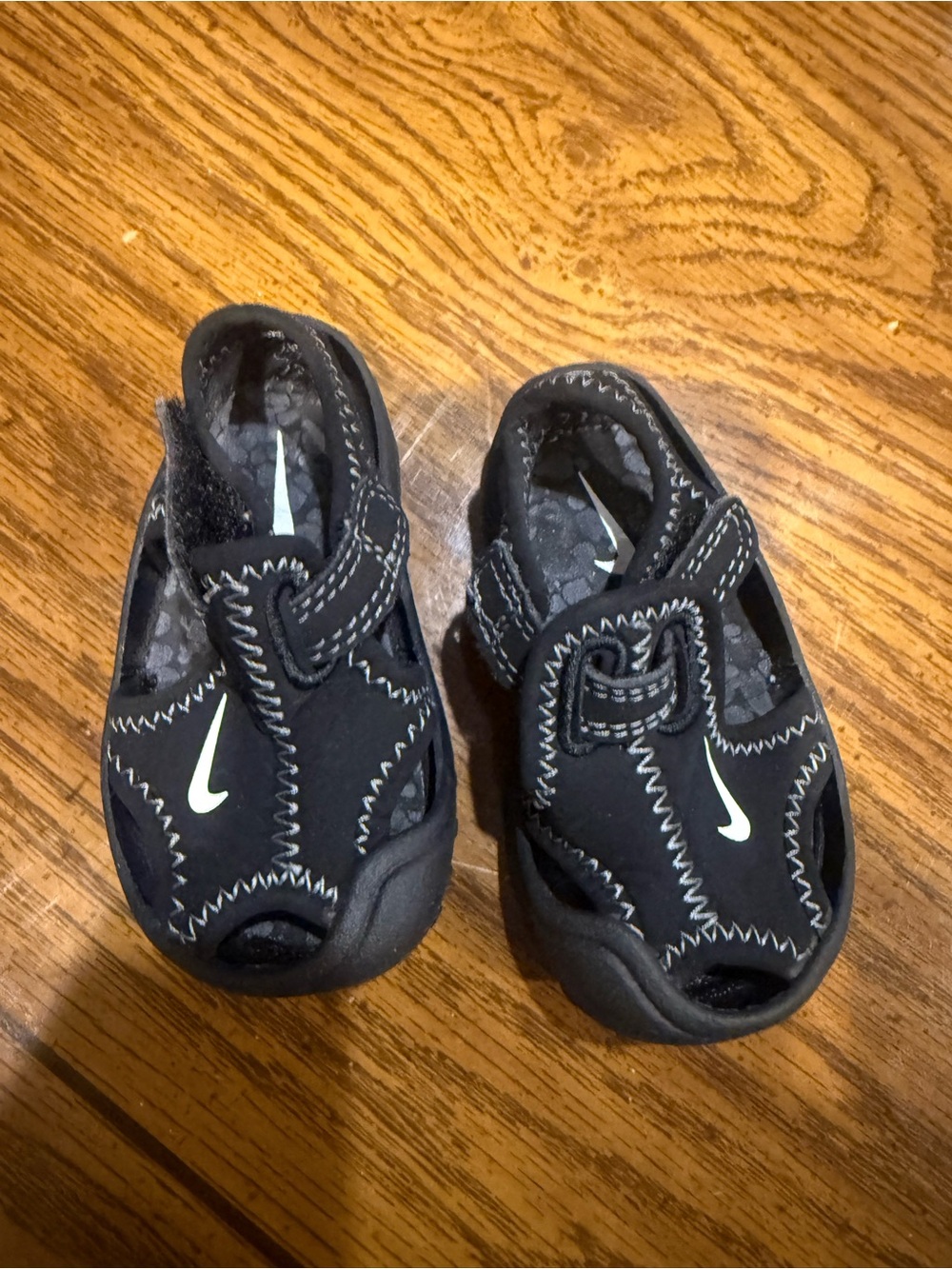 Nike Kids Black Sandal with White Swoosh Accent
